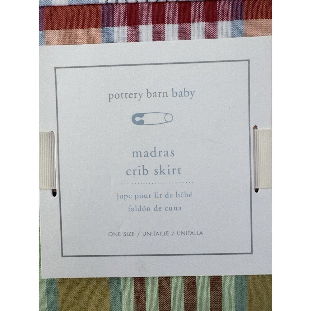 Pottery Barn Kids Baby Boy Madras Crib Skirt – Plaid – New in Package – MSRP $99